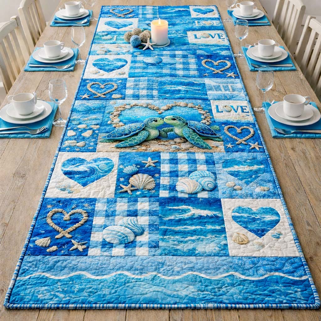 Ocean Heart Bliss Quilted Table Runner GFTOHD13421