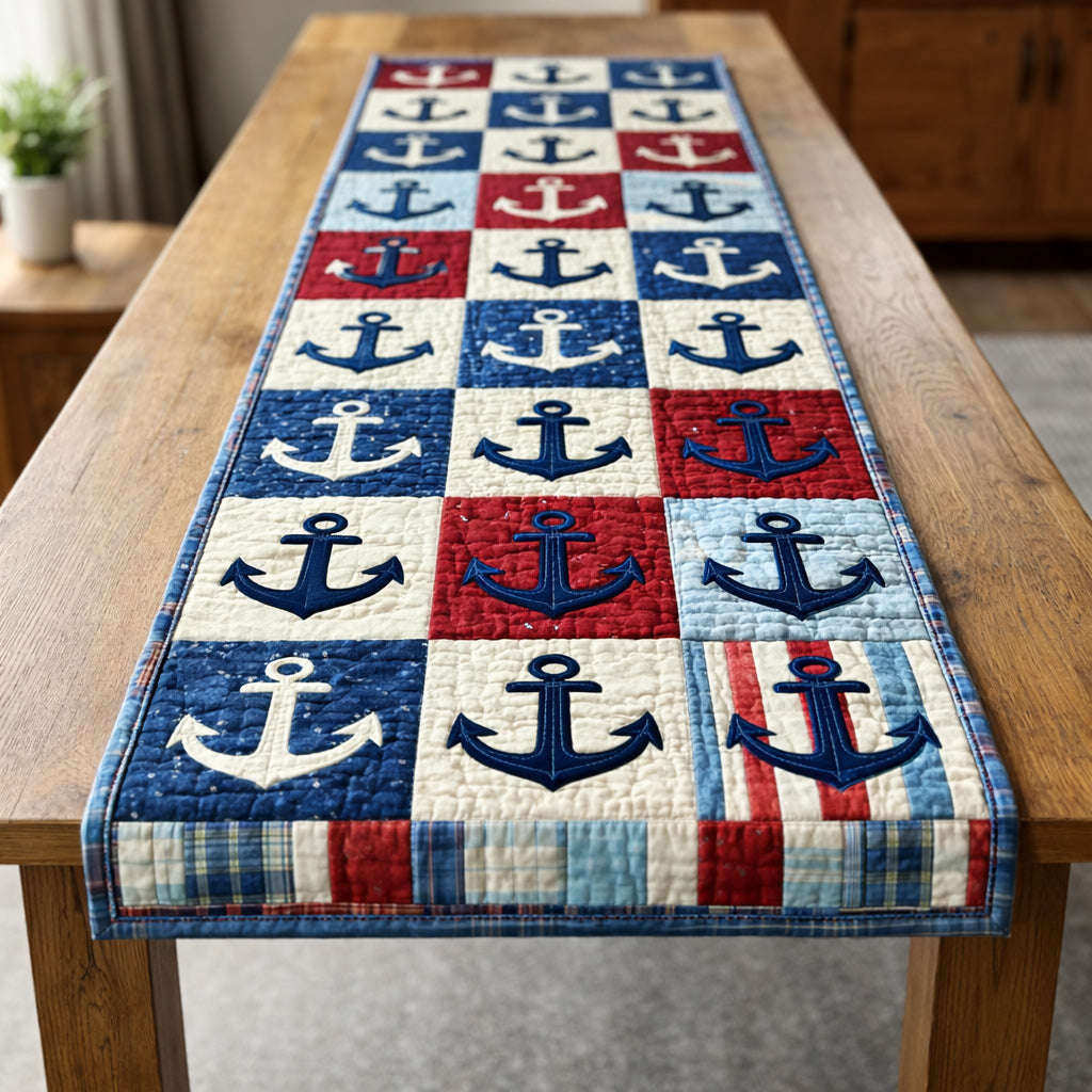 Classic Anchor Patchwork Quilted Table Runner GFTOHD13633