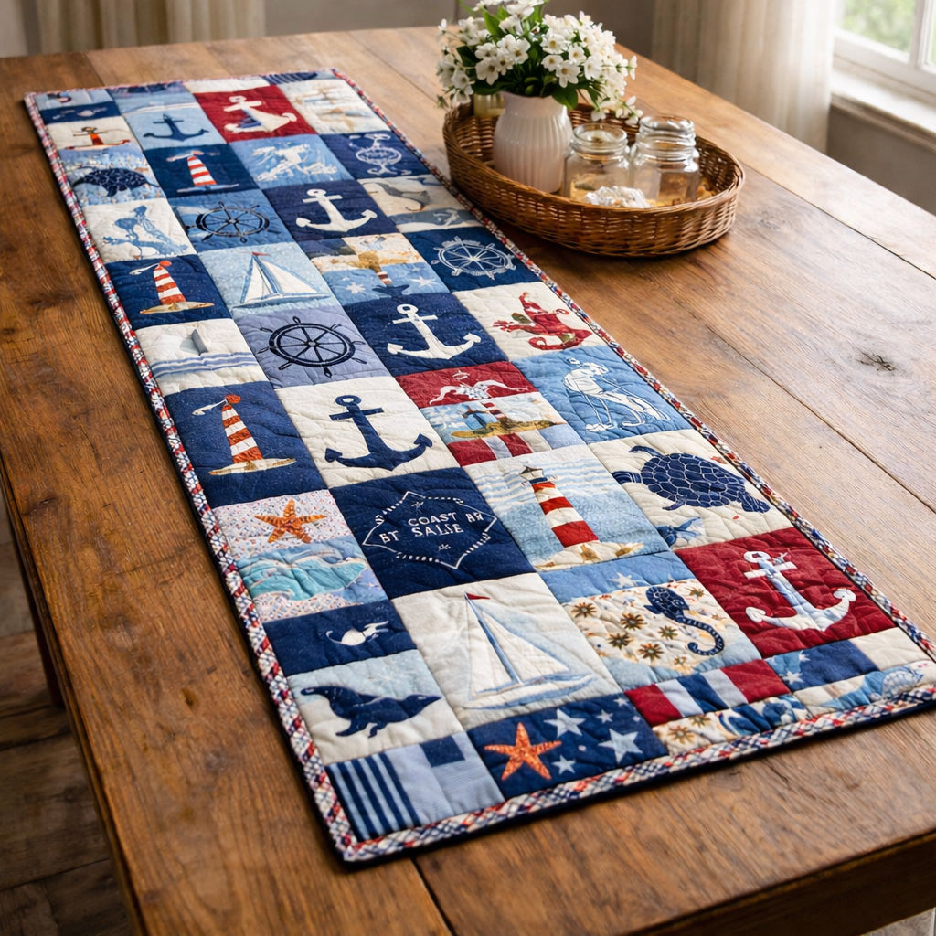 Seaside Marine Parade Quilted Table Runner GFTOHD13634