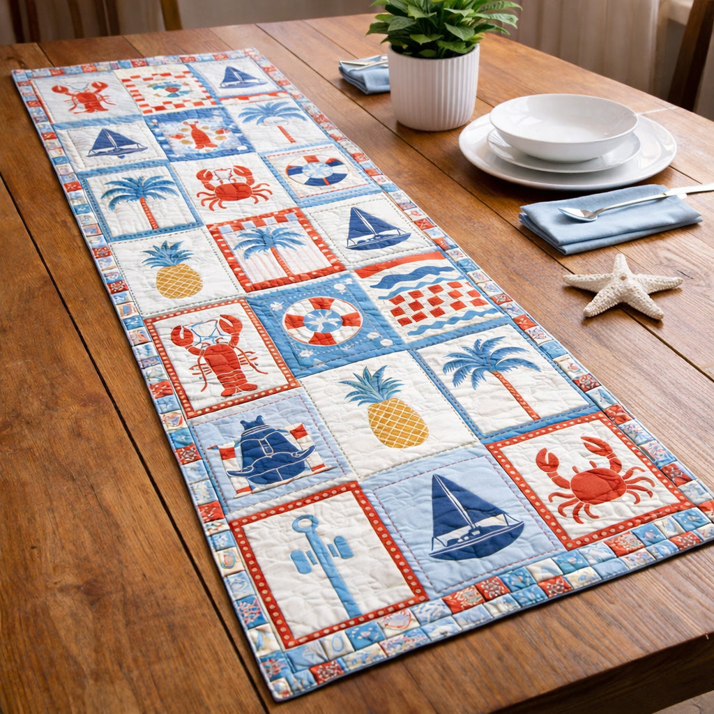 Seaside Heritage Quilt Quilted Table Runner GFTOHD13639