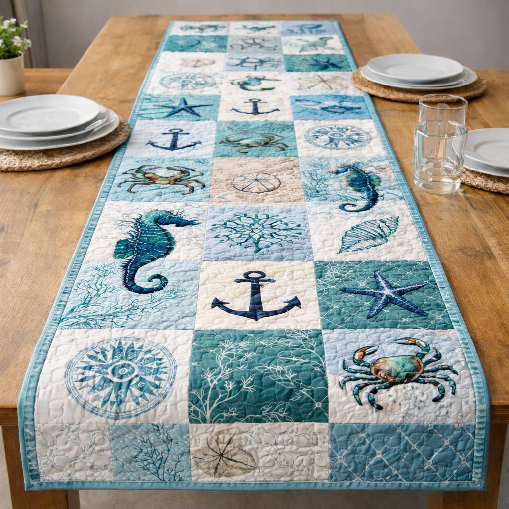 Marine Life Tapestry Quilted Table Runner GFTOHD13640