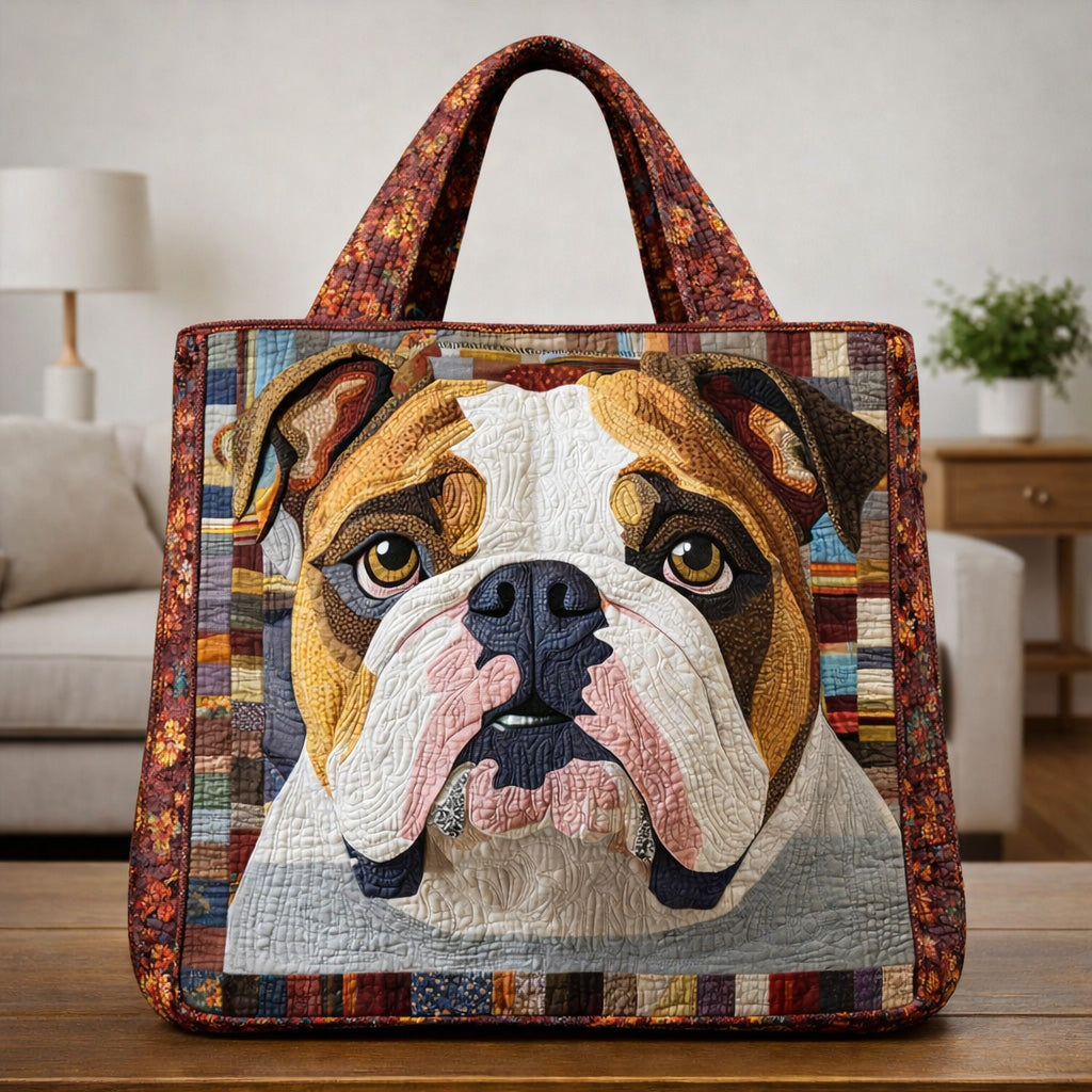 Classic Bulldog Portrait Quilted Tote Bag GFTOHD13691