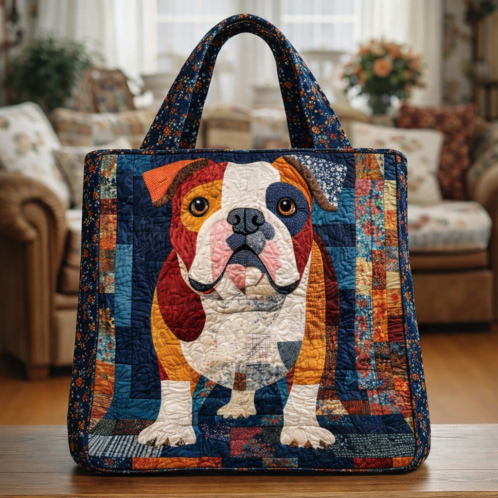 Bulldog Patchwork Quilted Tote Bag GFTOHD13692
