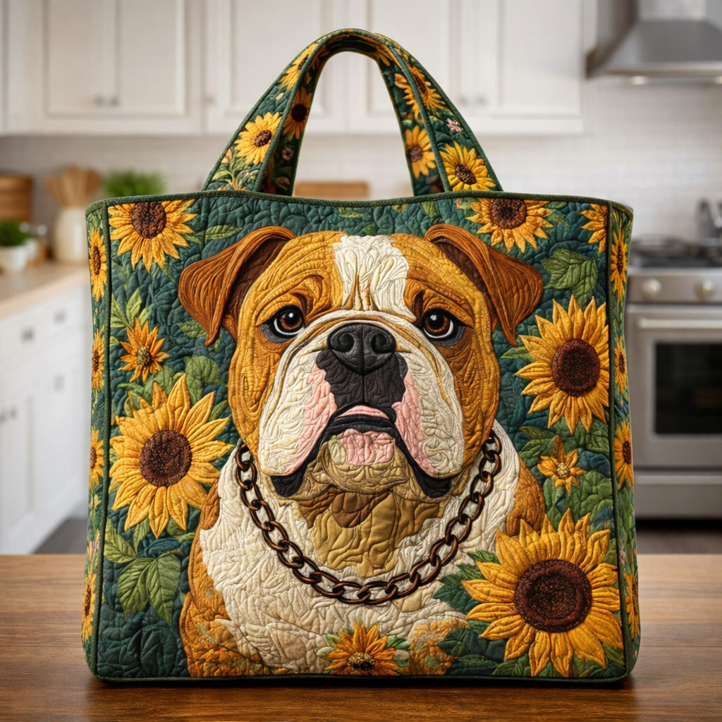 Sunflower Bulldog Charm Quilted Tote Bag GFTOHD13697