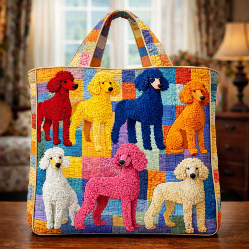 Patchwork Poodle Parade Quilted Tote Bag GFTOHD13703