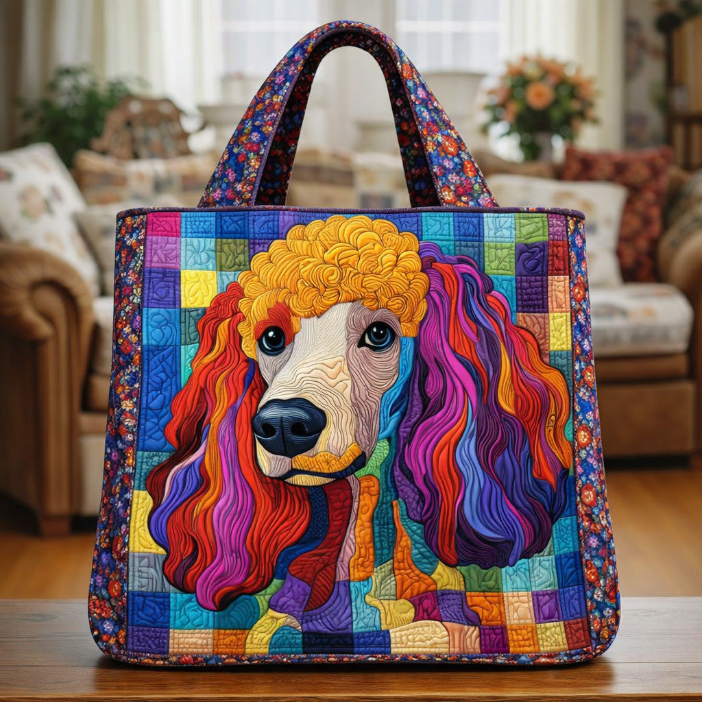 Colorful Poodle Portrait Quilted Tote Bag GFTOHD13704