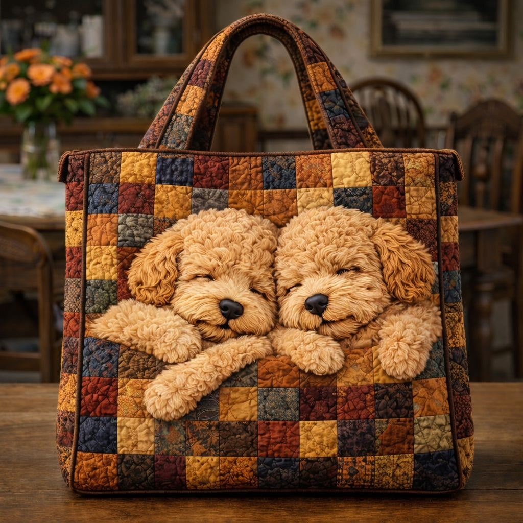 Sleeping Poodle Duo Quilted Tote Bag GFTOHD13711