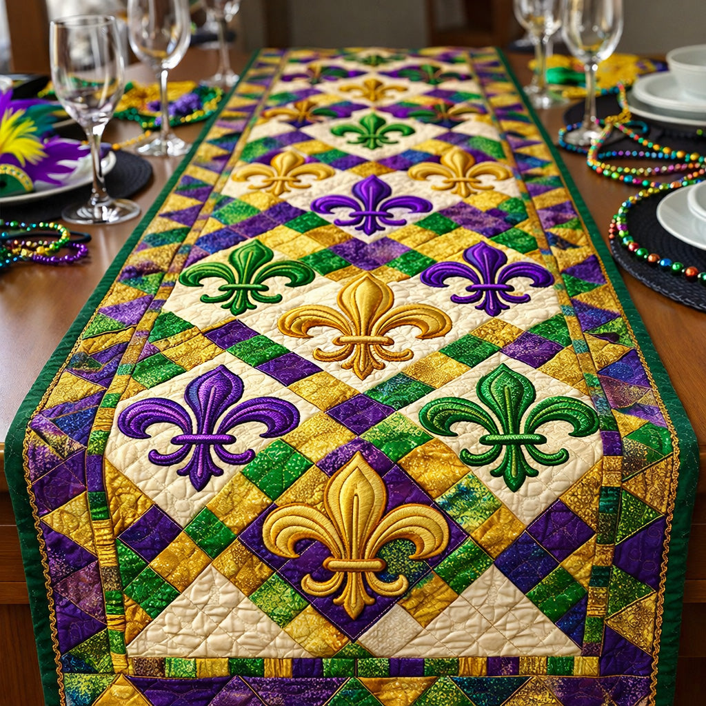 Mardi Gras Fleur Quilted Table Runner GFTOHD13737