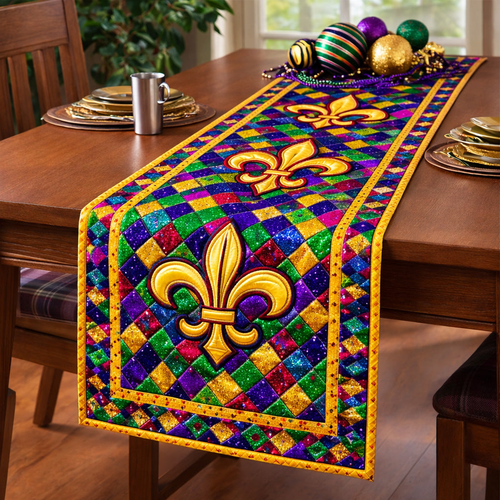 Festive Fleur Sparkle Quilted Table Runner GFTOHD13739