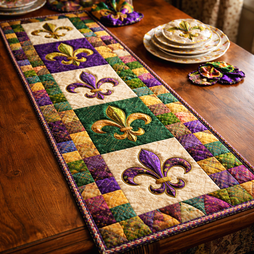 Patchwork Fleur Charm Quilted Table Runner GFTOHD13741