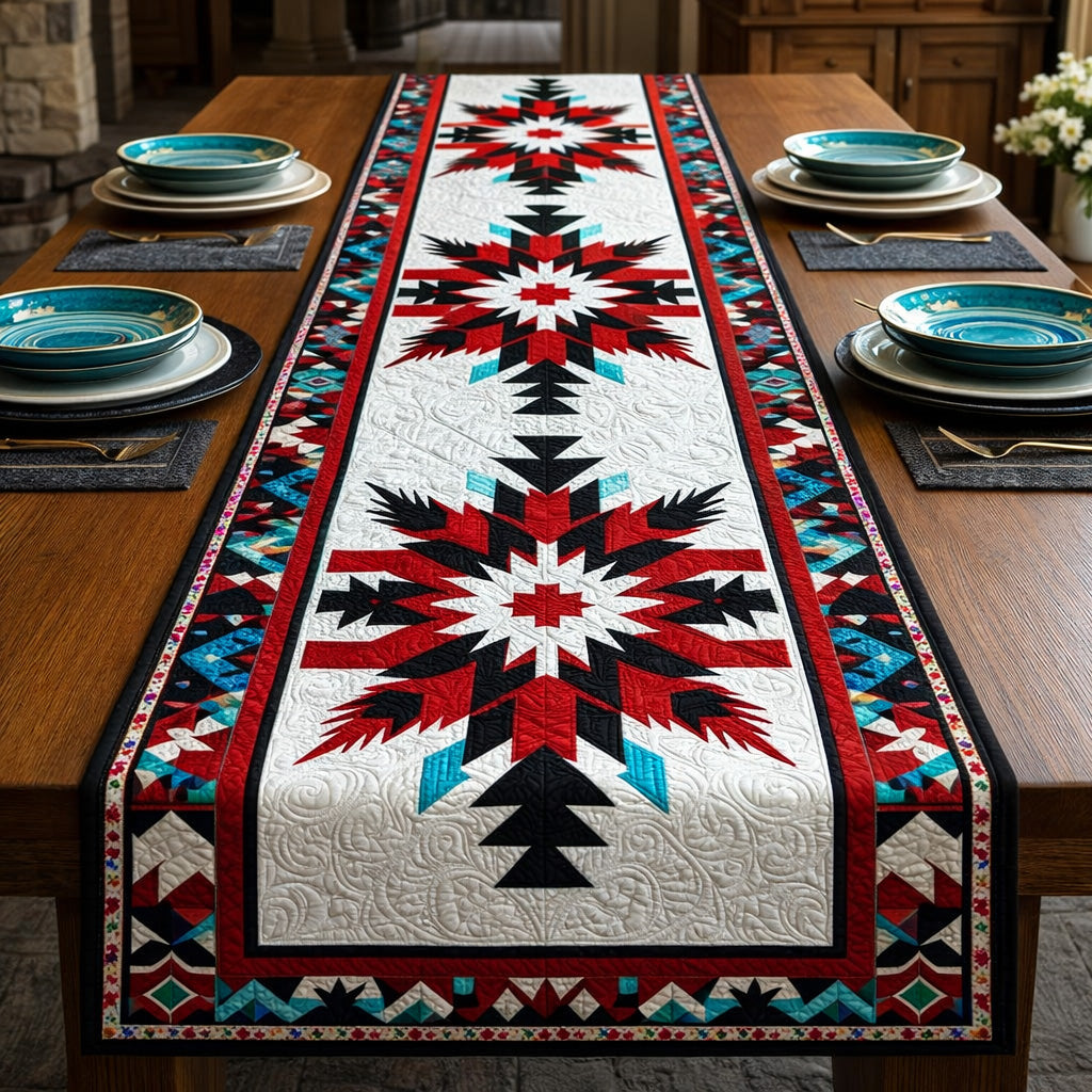 Crimson Tribal Star Quilted Table Runner GFTOHD13829