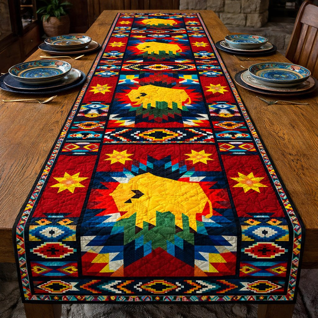 Golden Buffalo Spirit Quilted Table Runner GFTOHD13830