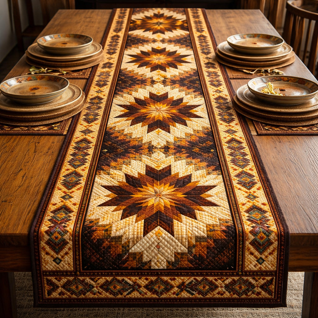 Autumn Tribal Glow Quilted Table Runner GFTOHD13836