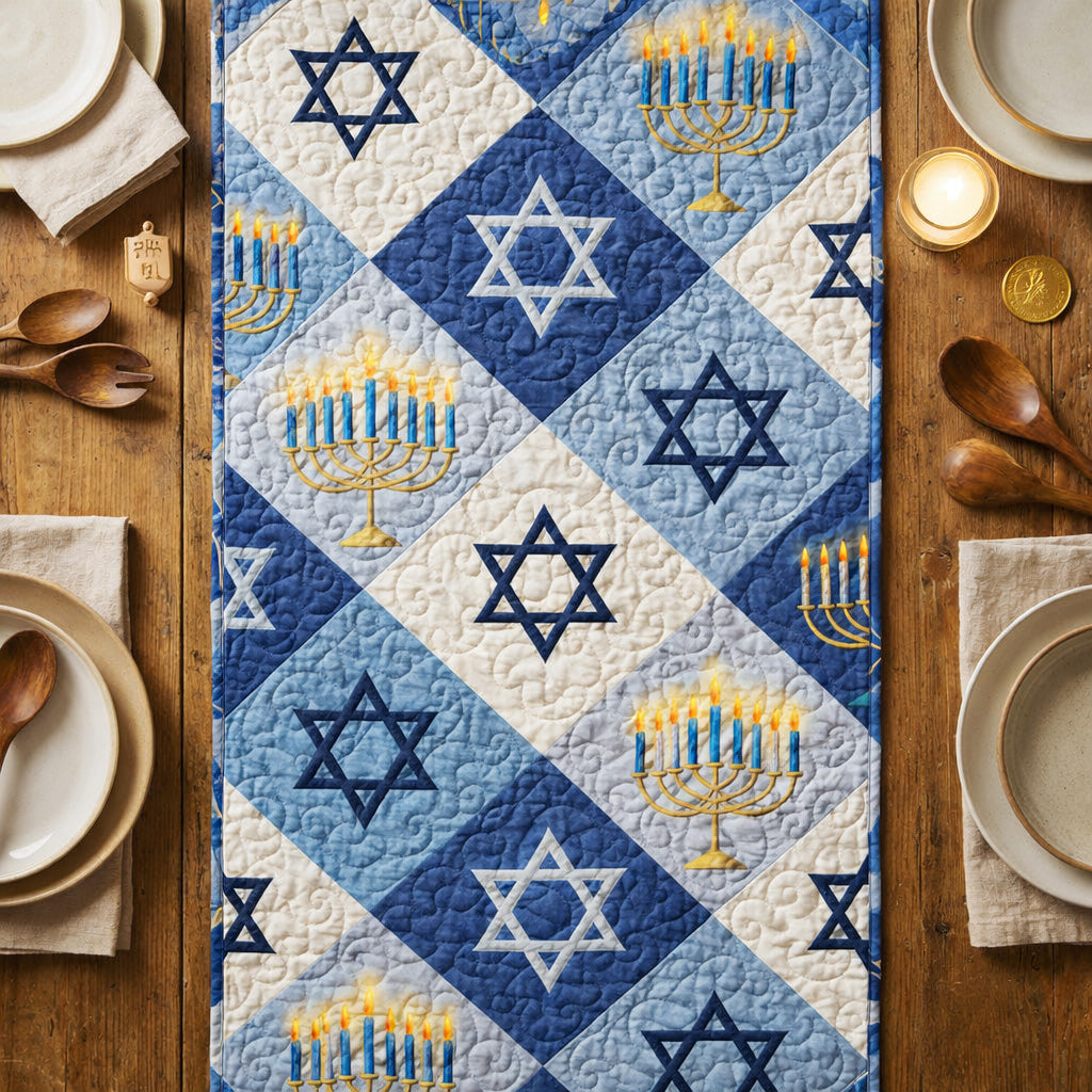Menorah Light Blessing Quilted Table Runner GFTOHD13856