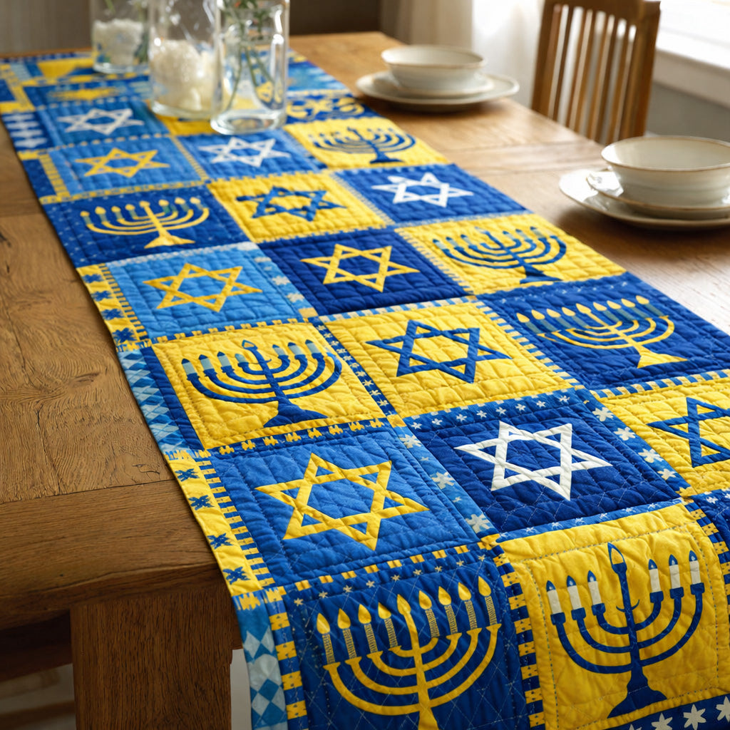Star Menorah Unity Quilted Table Runner GFTOHD13860