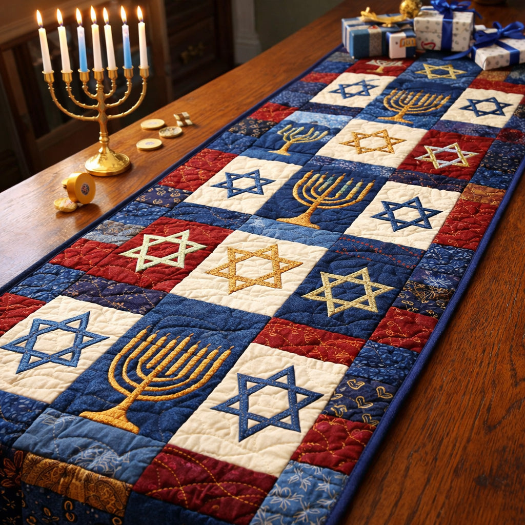 Hanukkah Grace Quilted Table Runner GFTOHD13865