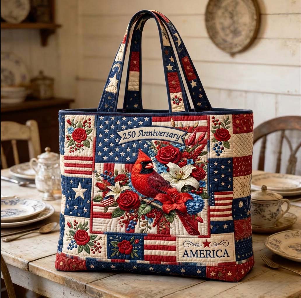 Freedom Cardinal Quilted Tote Bag GFTOHD14491