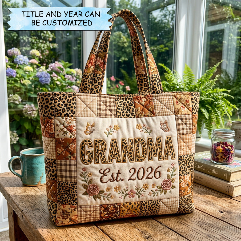 Wild Grace Patch Quilted Tote Bag QTCUZ GFTOHD14578