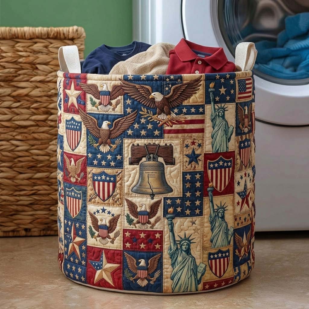 Freedom Heritage Patch Quilted Laundry Basket GFTOHD14610