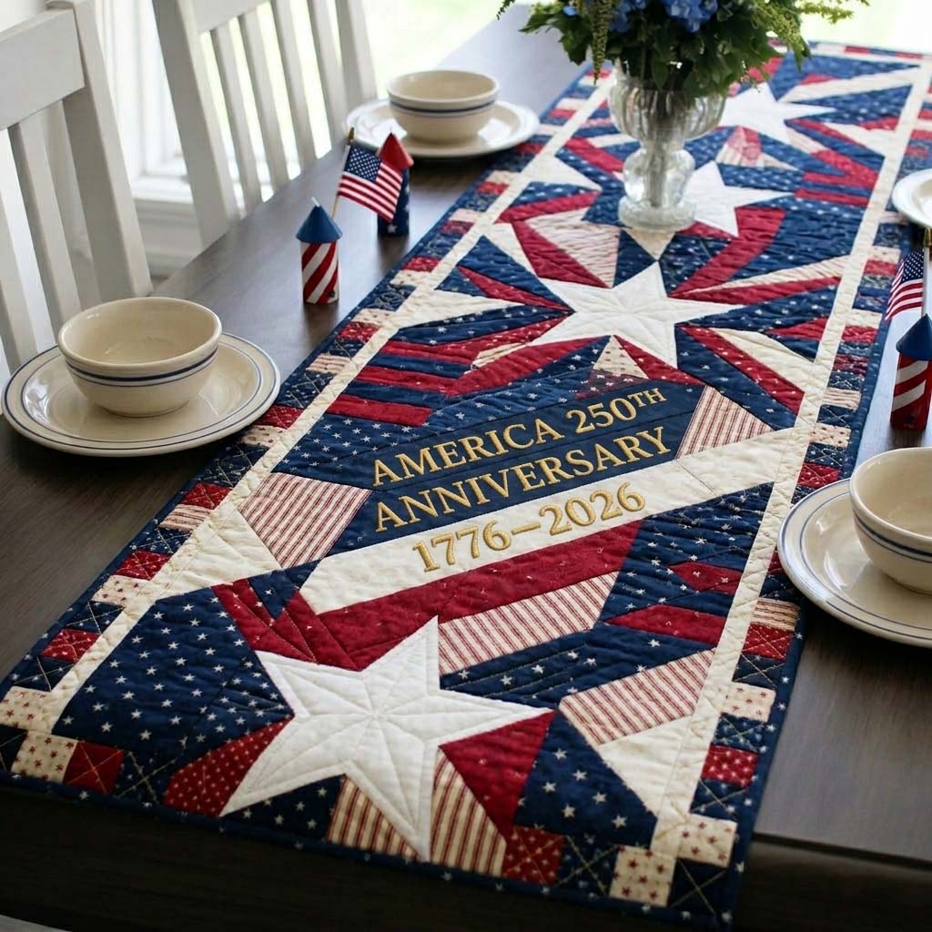 Union Star Quilted Table Runner GFTOHD14740