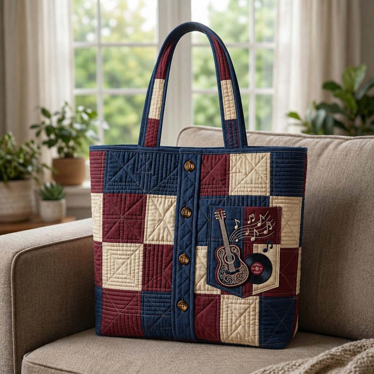 Music Vibe Shirt Quilted Tote Bag GFTOHD15041