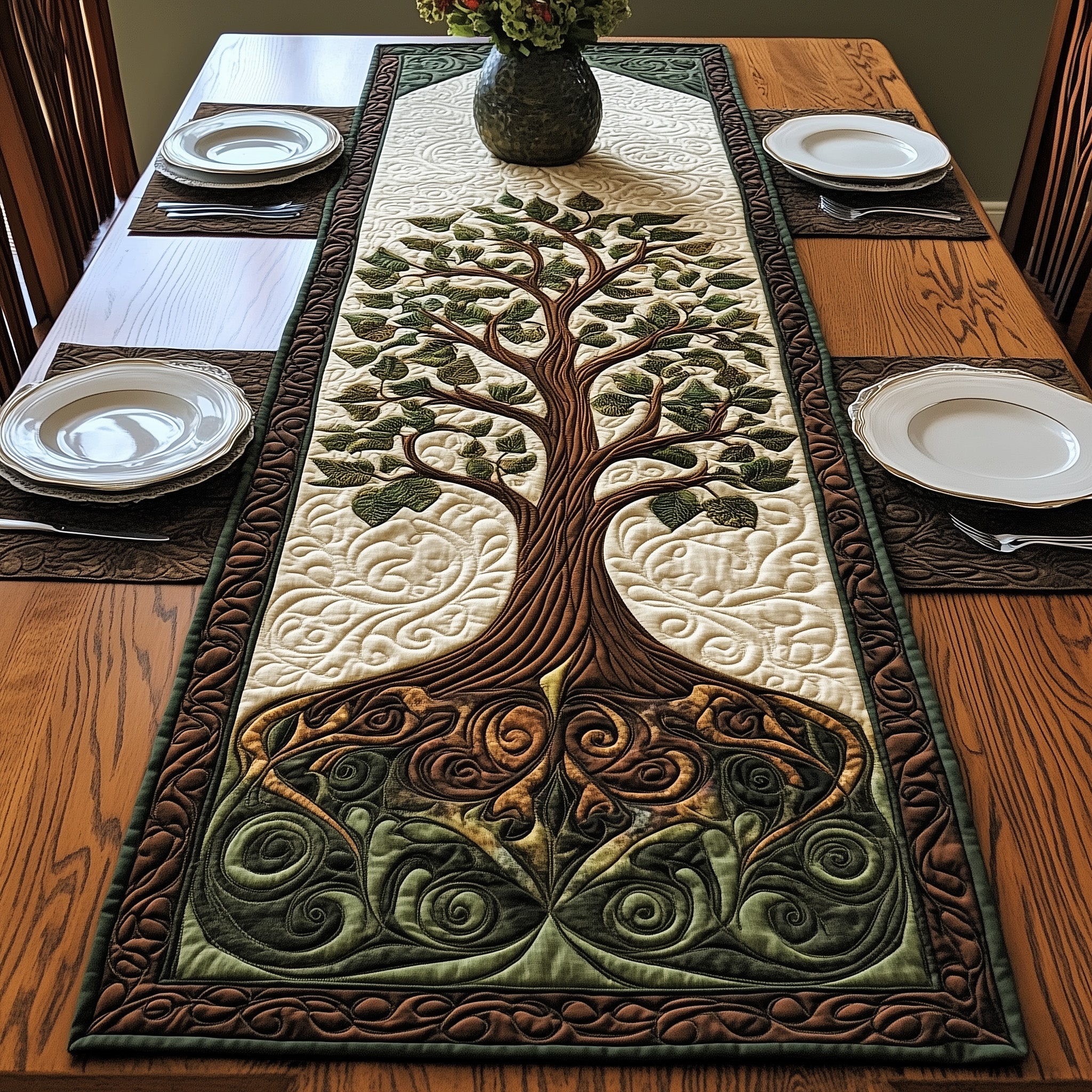 Vintage Tree Of Life Quilted Table Runner GFTOHD2920