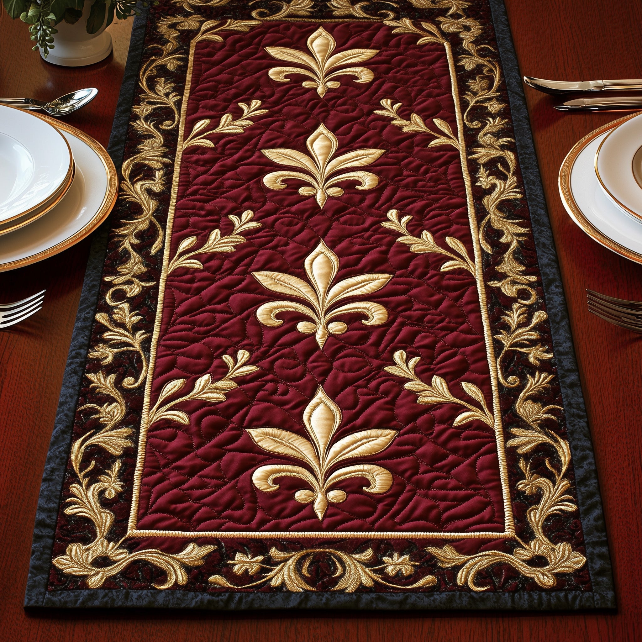 Fleur de lis Carnival Quilted Table Runner GFTOHD3670
