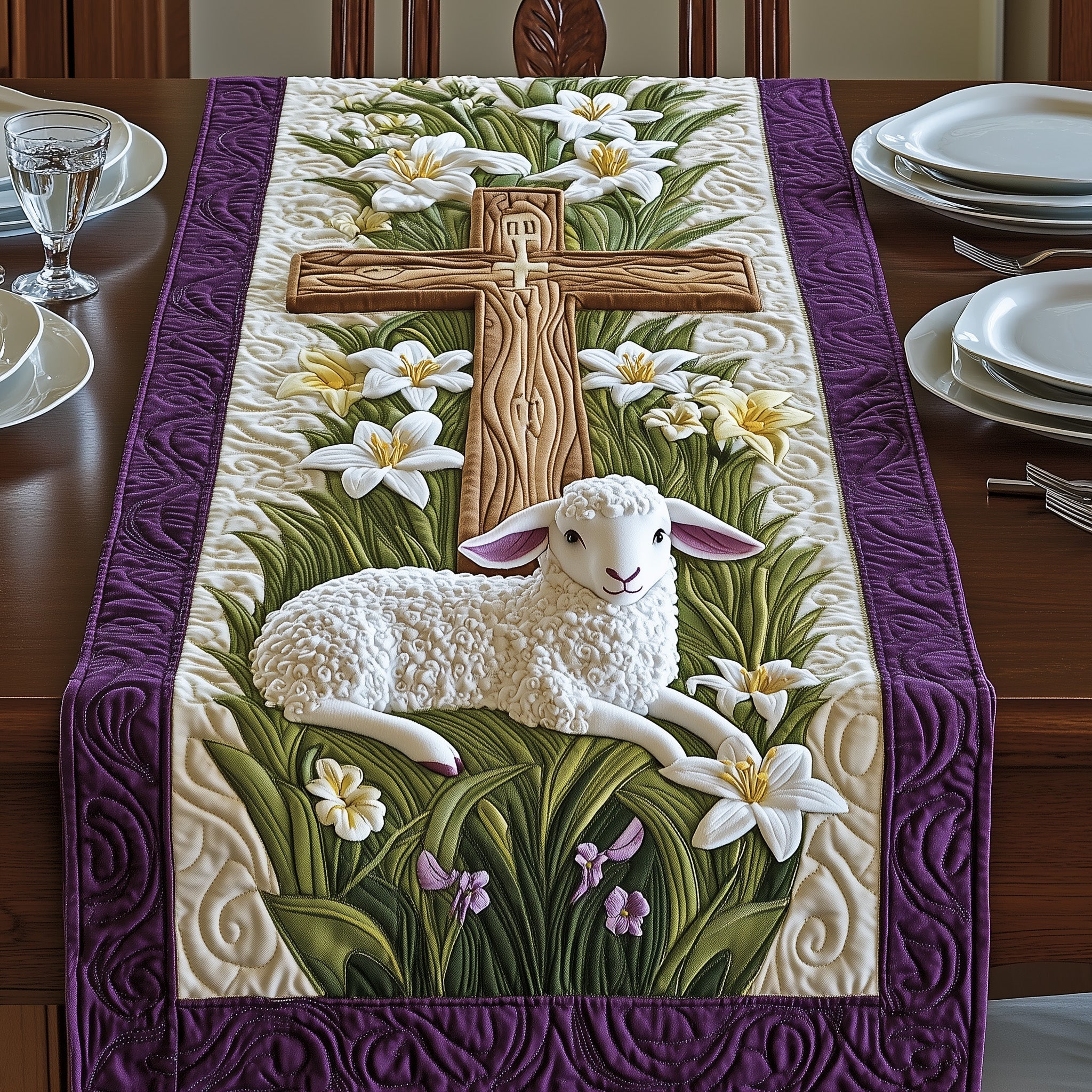 Easter Lamb Quilted Table Runner GFTOHD4588
