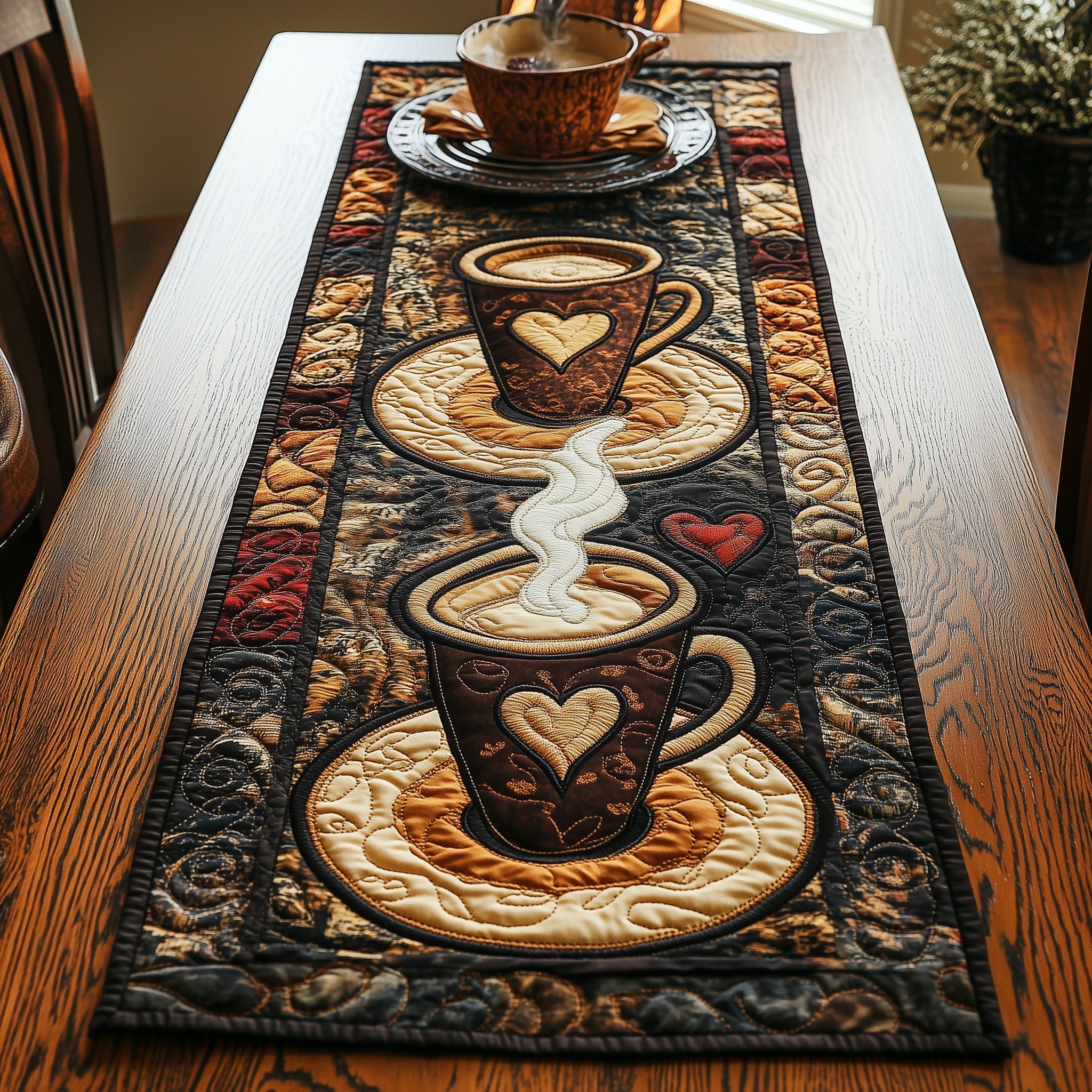 Vintage Cups Quilted Table Runner GFTOHD4808