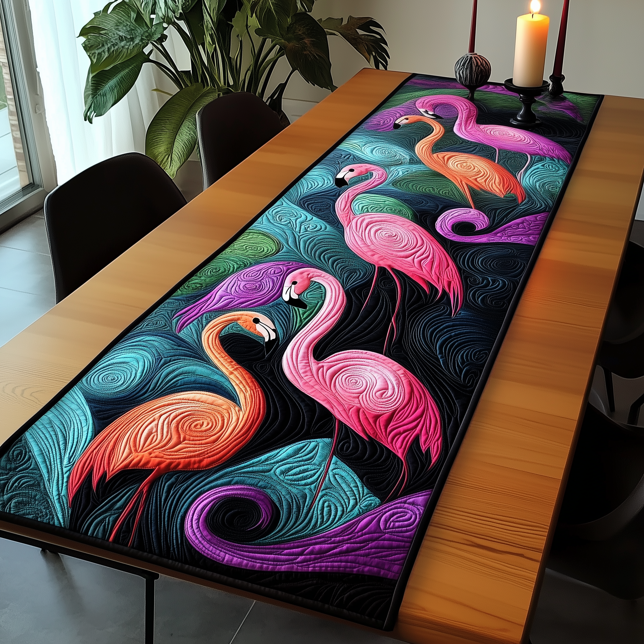 Vibrant Flamingo Quilted Table Runner GFTOHD503