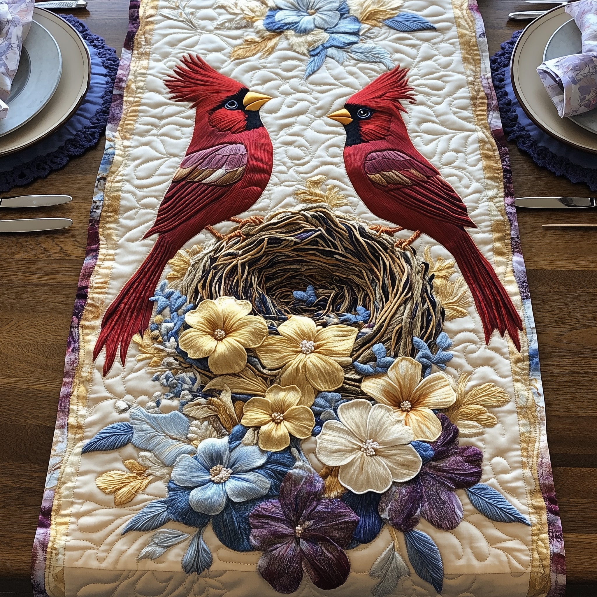 Cardinals Blooming Heaven Quilted Table Runner GFTOHD6666