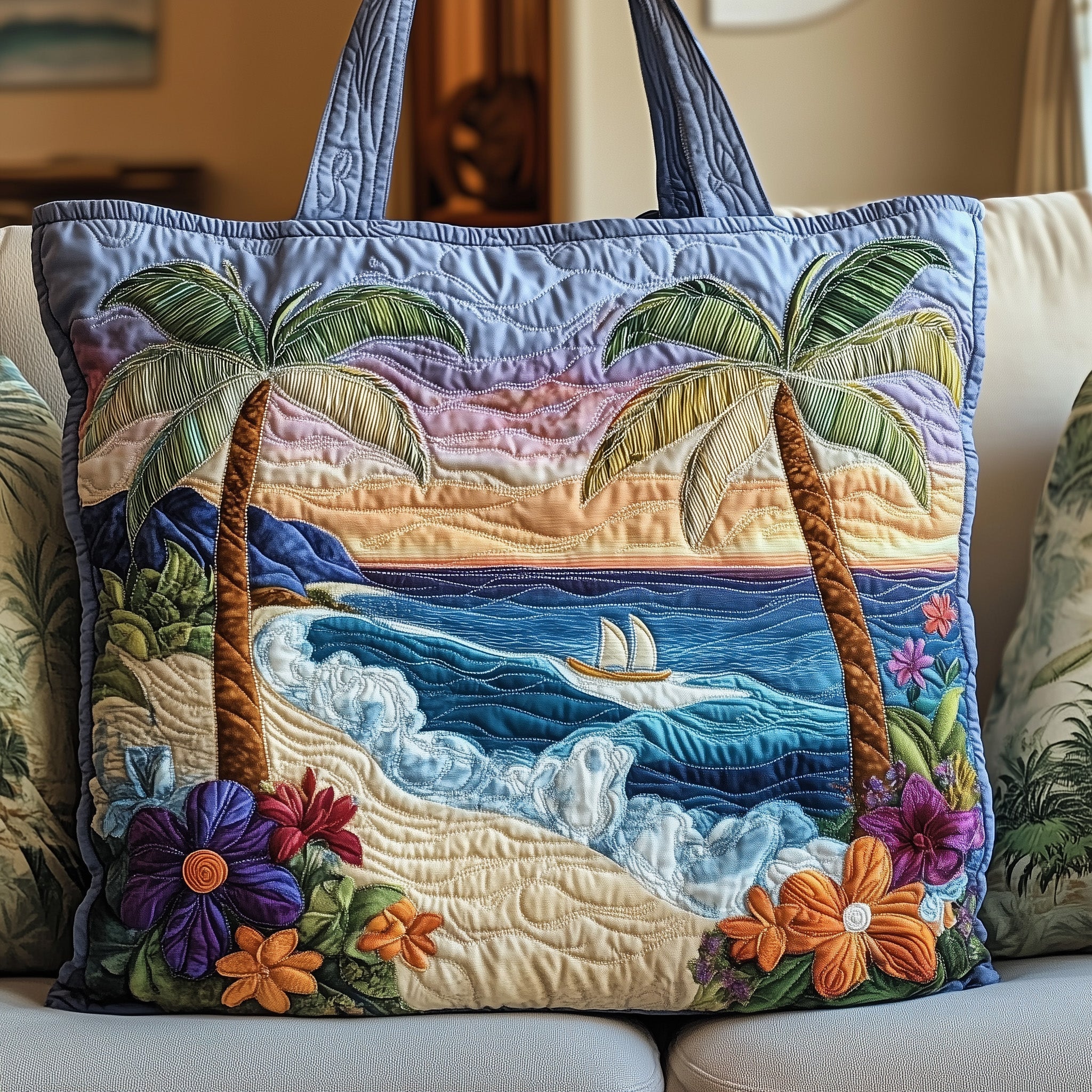 Beachfront Floral Haven Quilted Tote Bag GFTOHD7844
