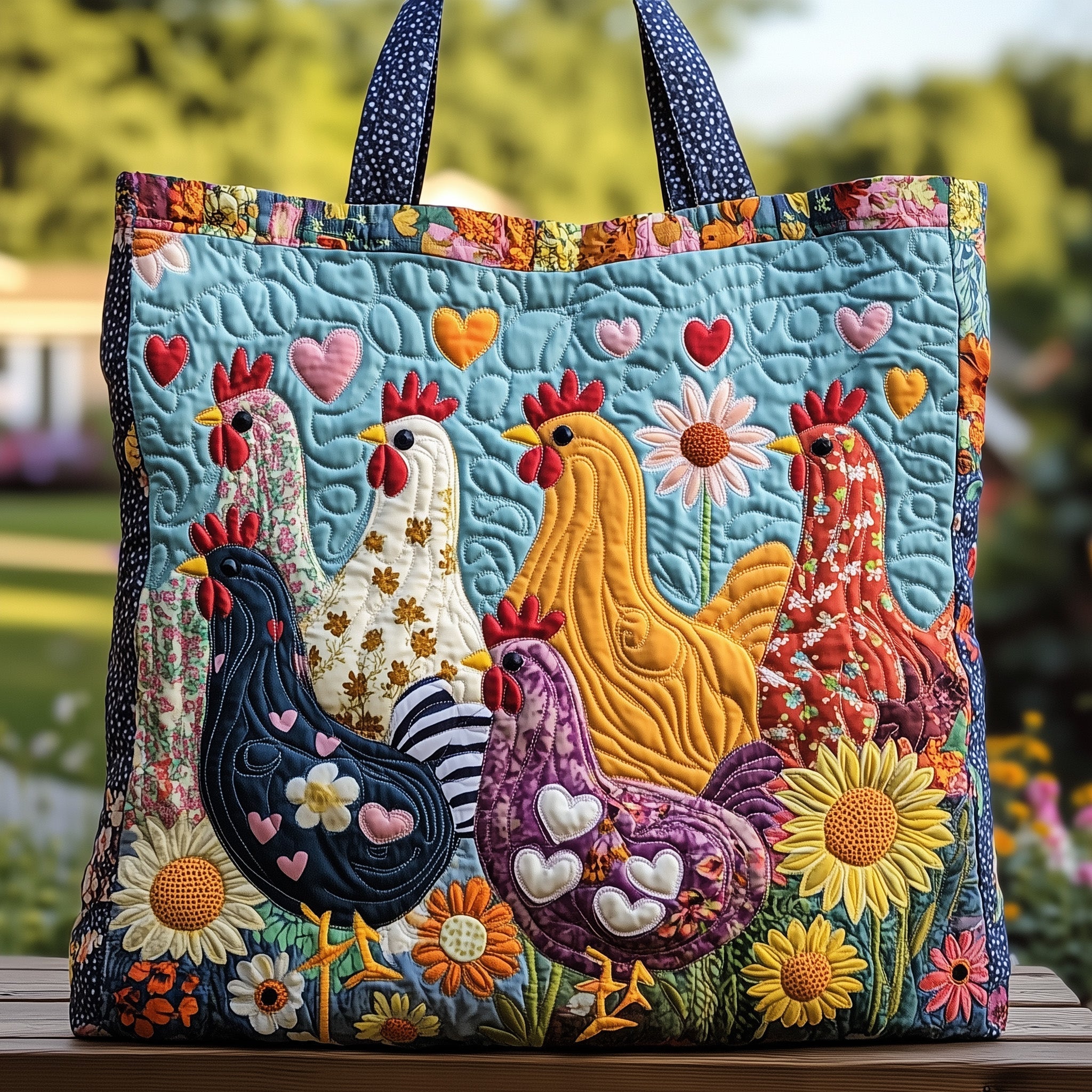 Funky Chicken Quilted Tote Bag GFTOHD7931