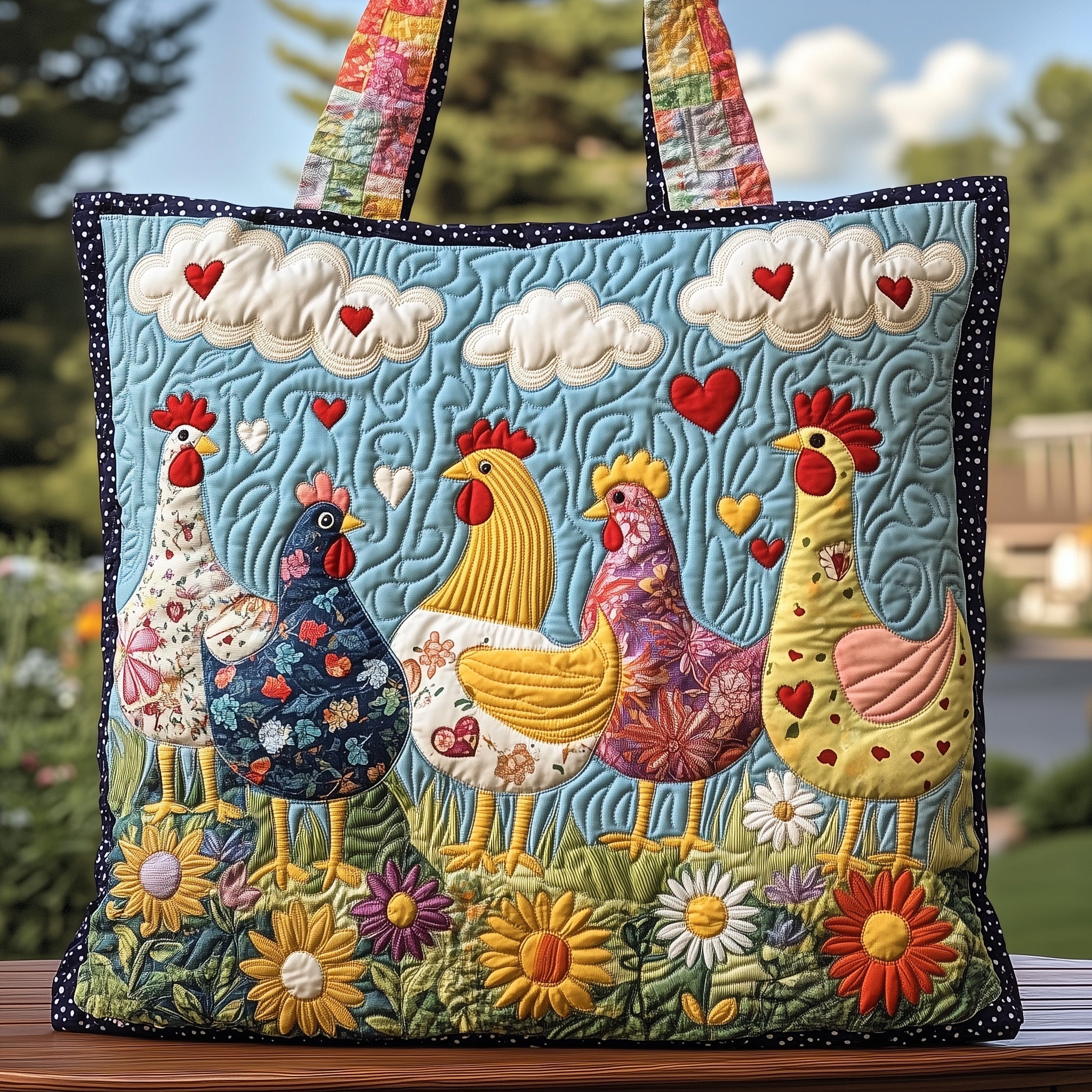 Funky Chicken Quilted Tote Bag GFTOHD7932