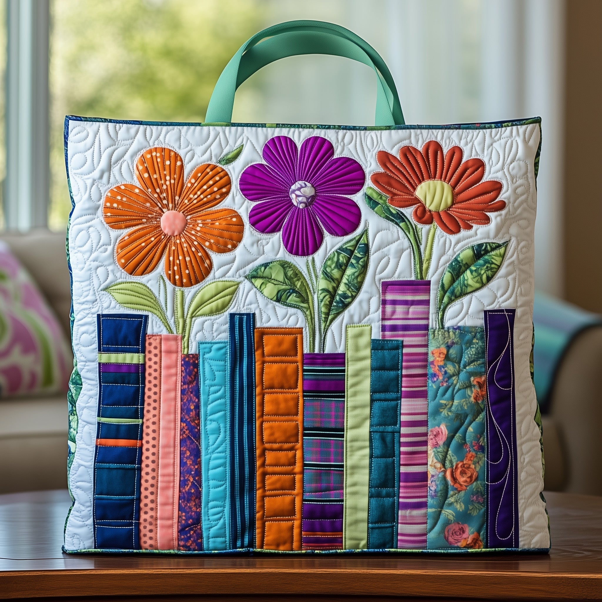 Garden of Books Quilted Tote Bag GFTOHD8095