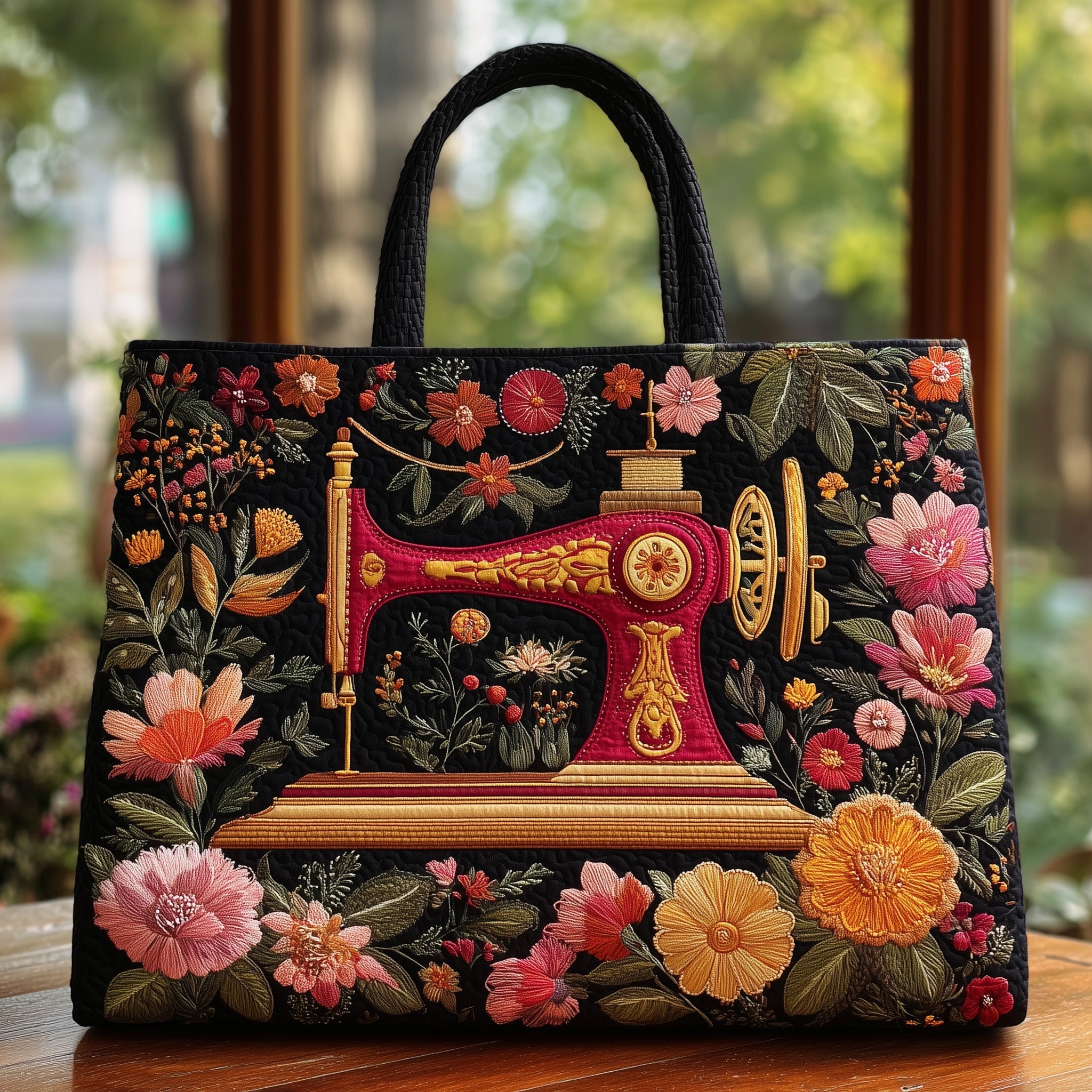 Artistic Sewing Machine Quilted Tote Bag GFTOHD8311