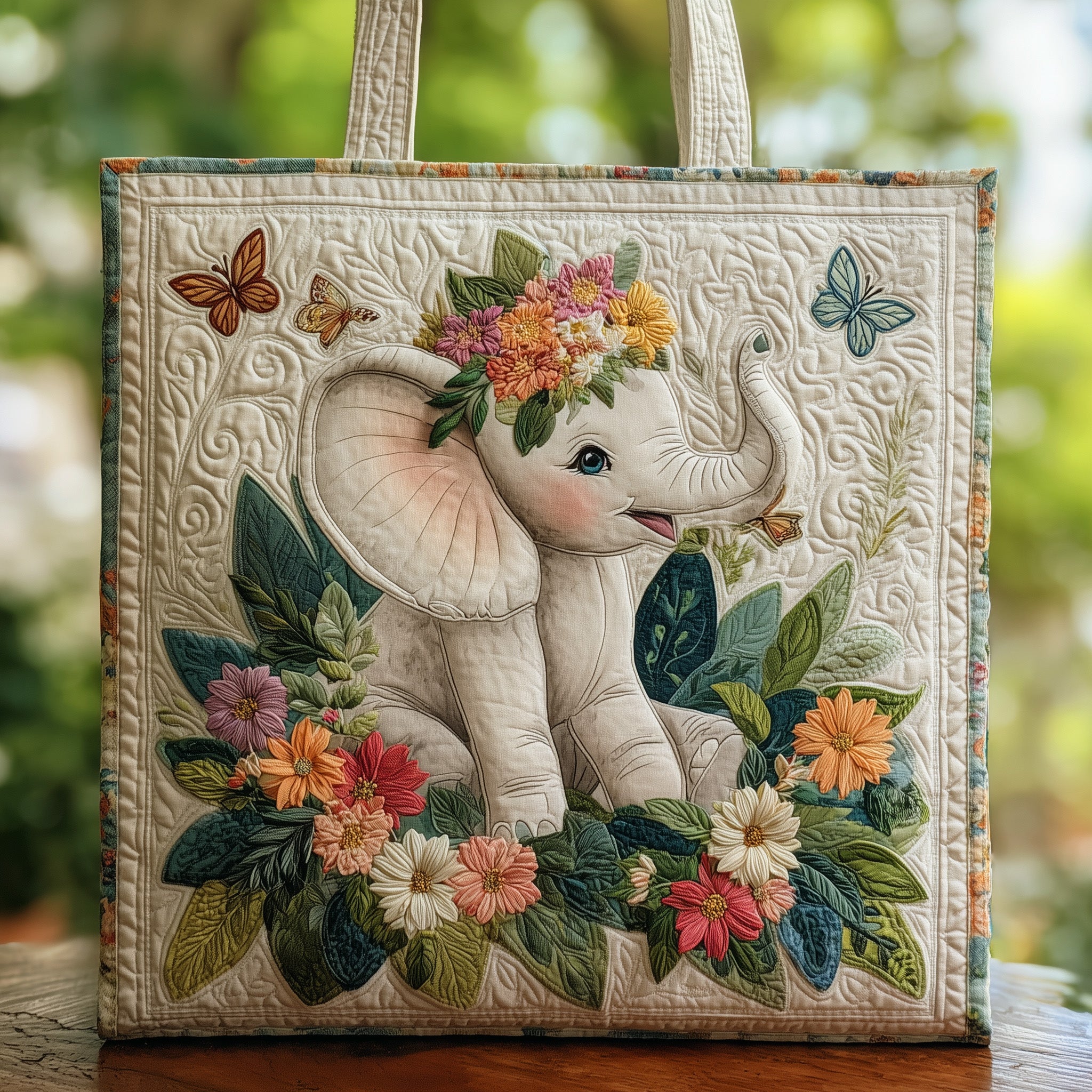 Baby Elephant Quilted Tote Bag GFTOHD8503