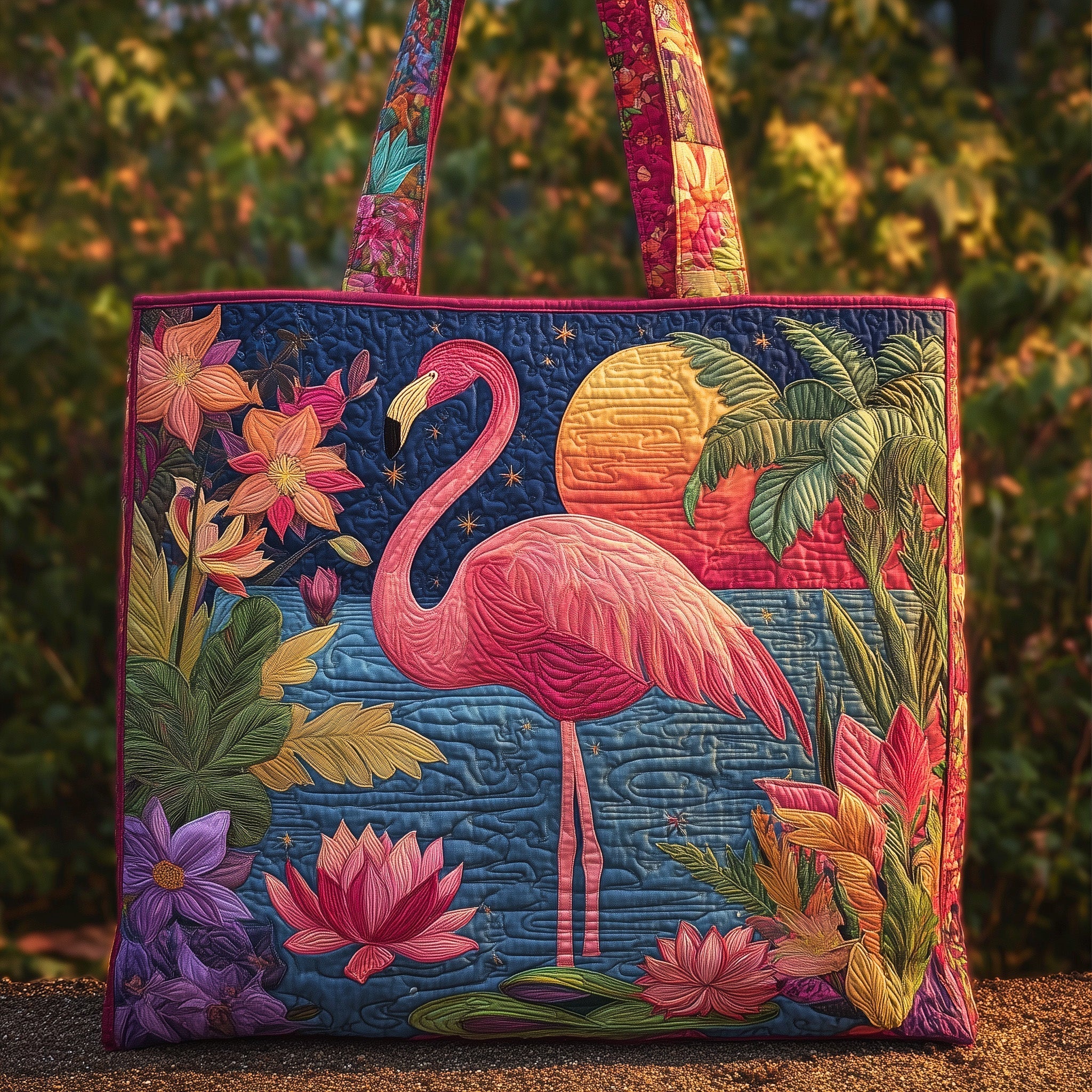Flamingo Paradise Quilted Tote Bag GFTOHD8962