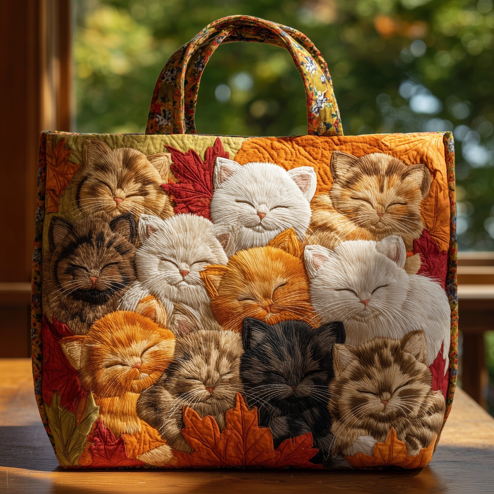 Autumn Cat Nap Quilted Tote Bag GFTOHD9038