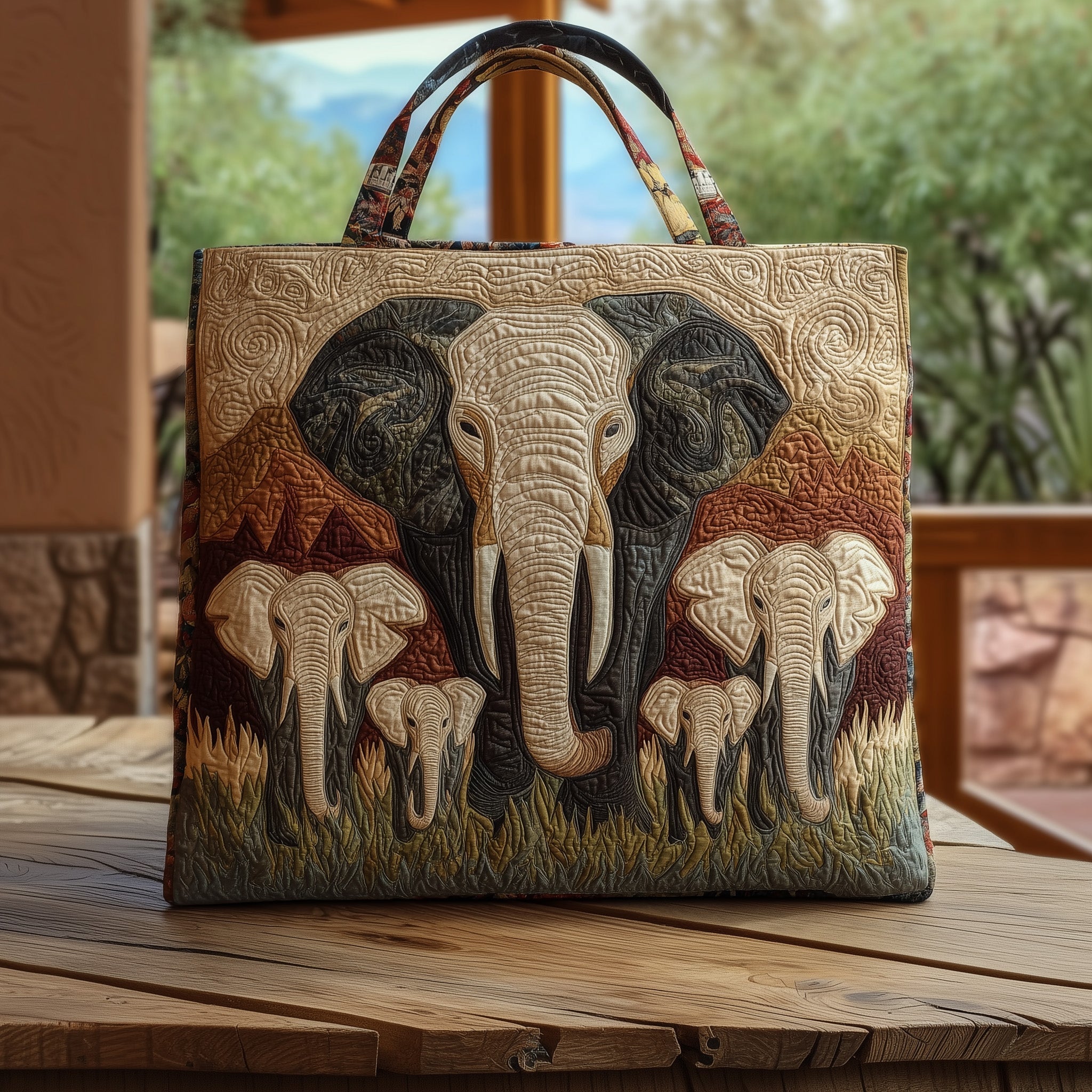 Majestic Elephant Quilted Tote Bag GFTOHD9137