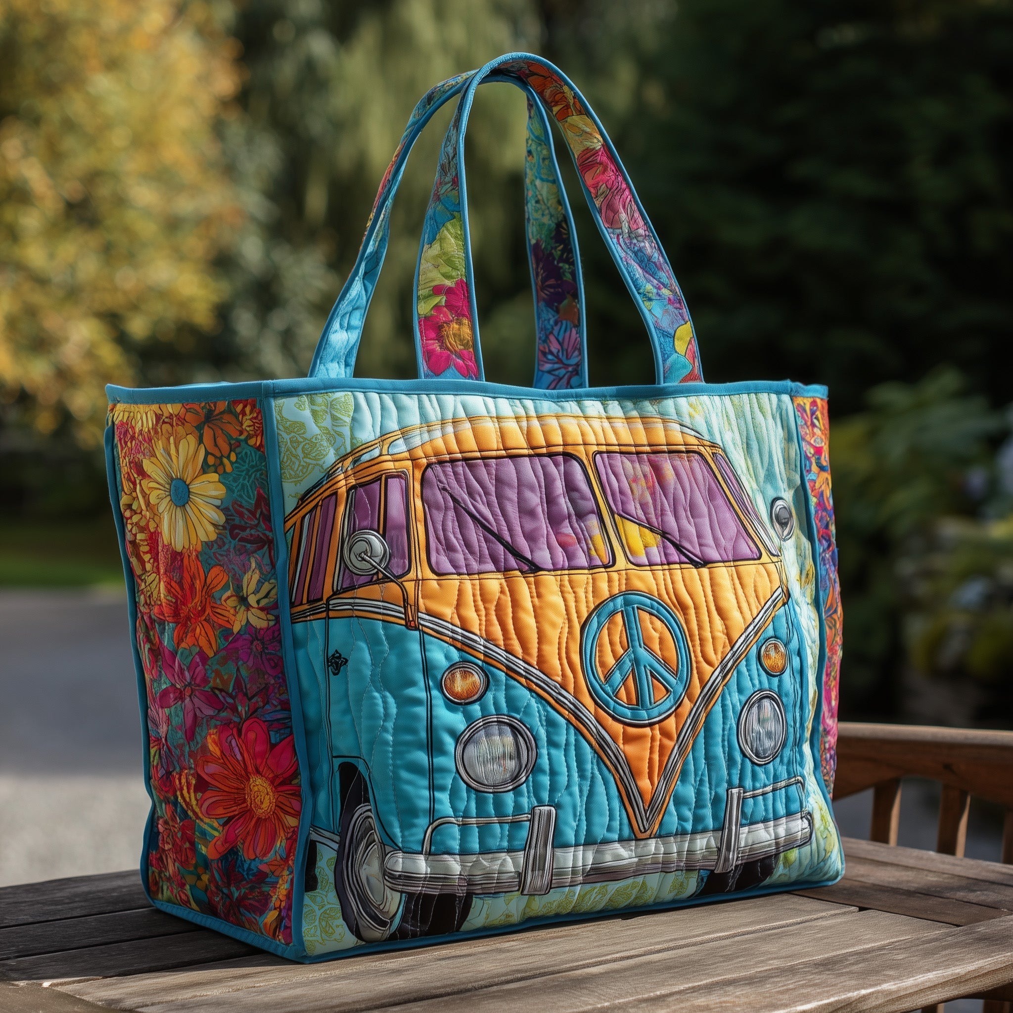 Hippie Van Quilted Tote Bag GFTOHD9846
