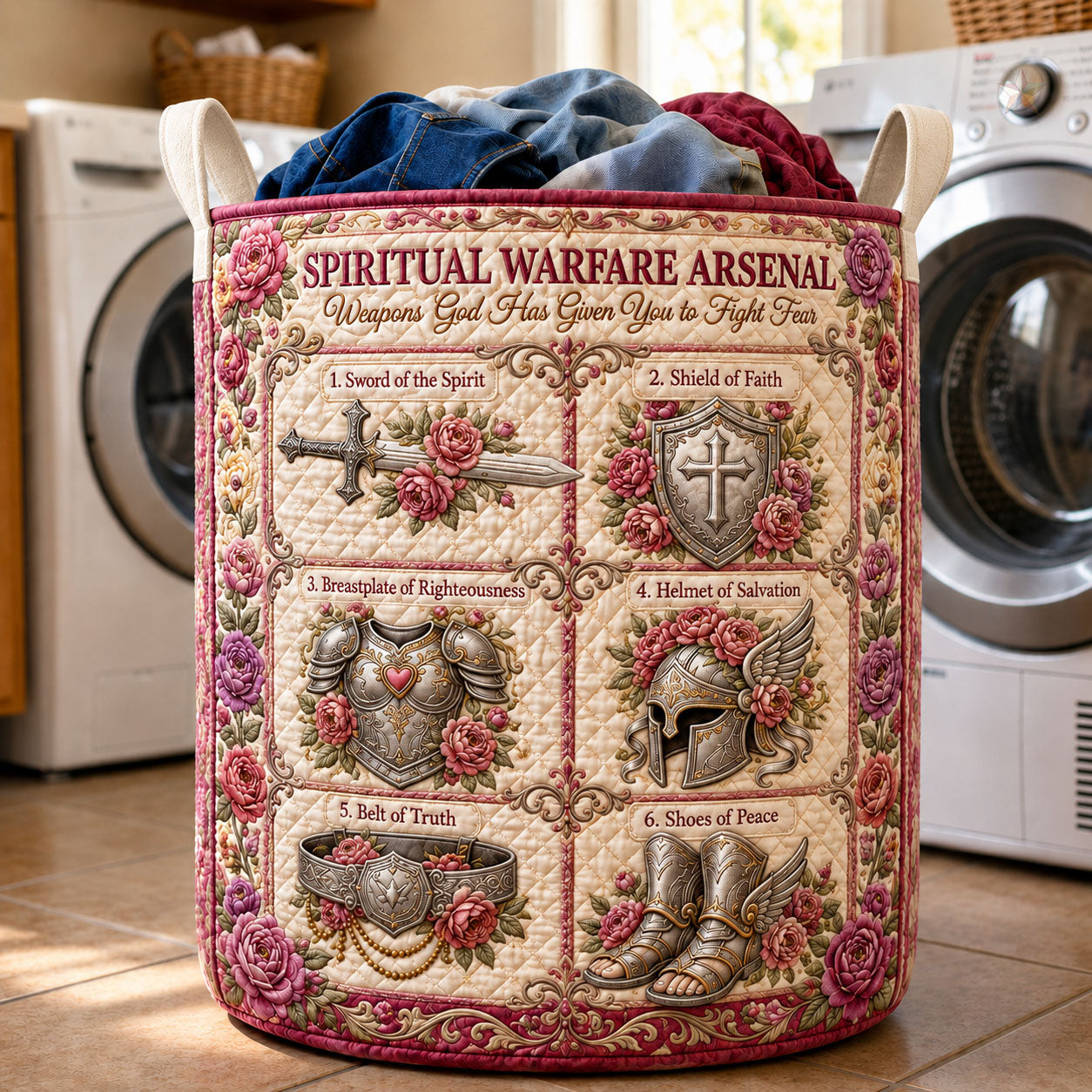 Spiritual Warfare Arsenal Quilted Laundry Basket GFTOHNL1047