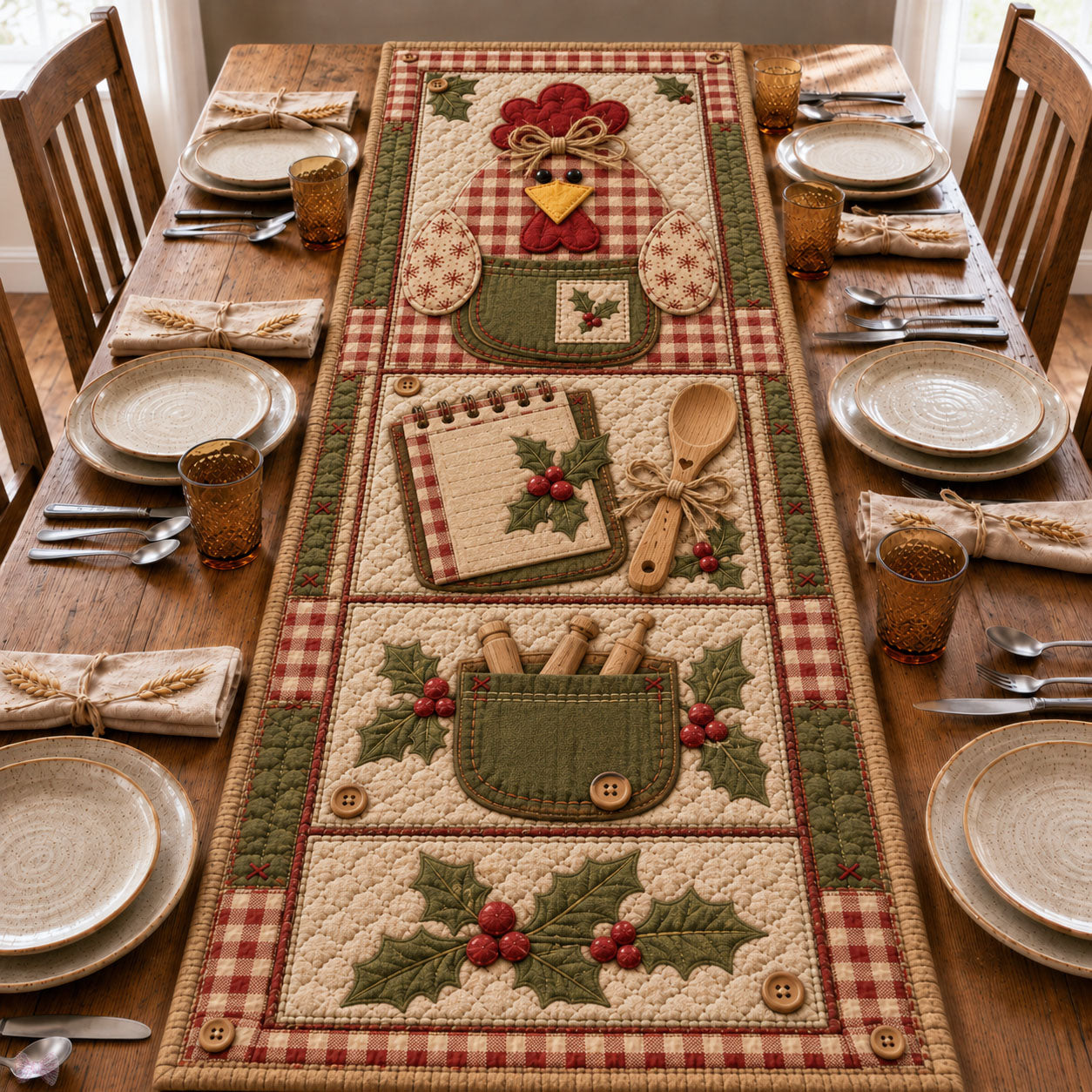 Hingam Kitchen Hen Quilted Table Runner GFTOHNL1120