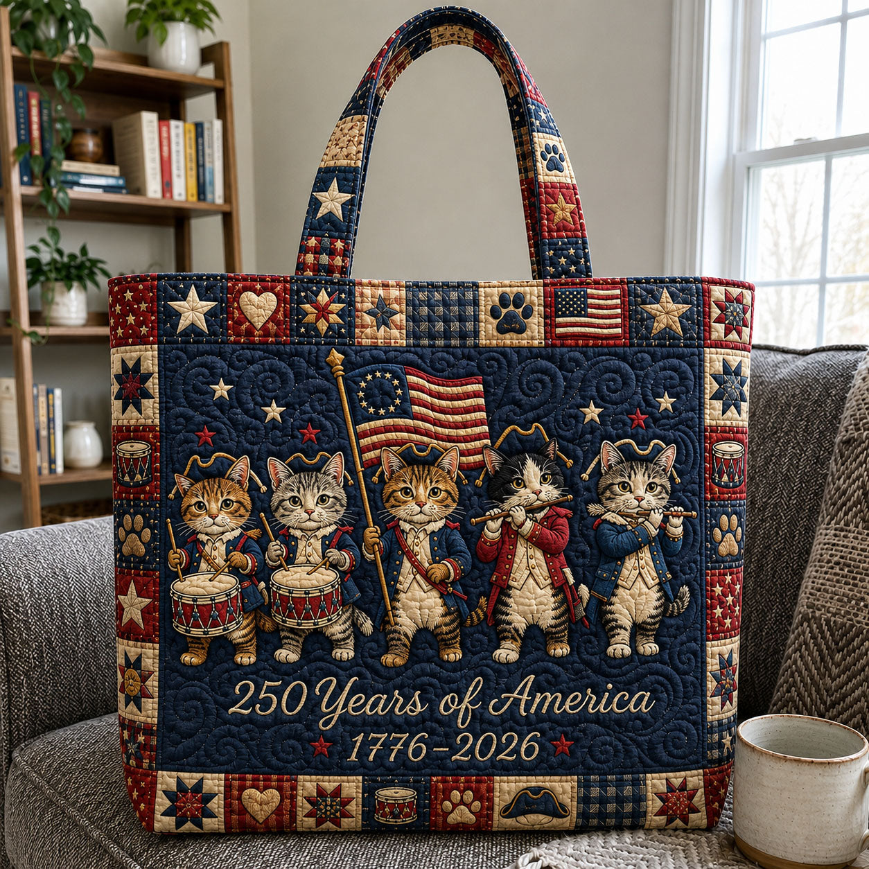 250 Years of America Cat Parade Quilted Tote Bag GFTOHNL1212