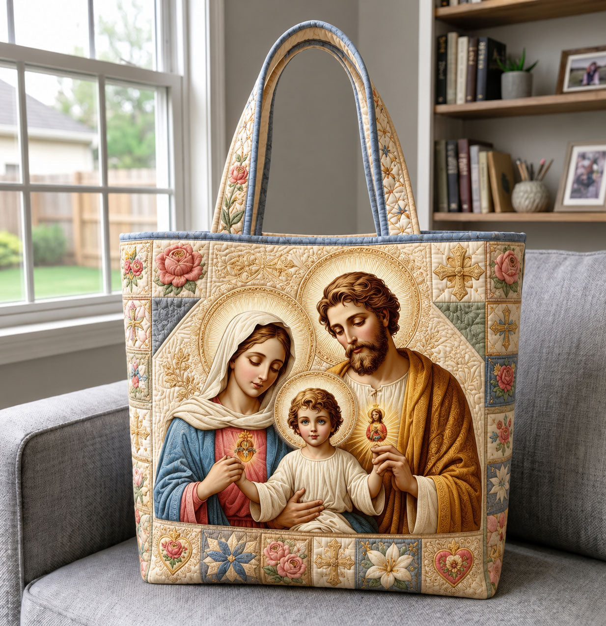 Sacred Hearts Holy Family Quilted Tote Bag GFTOHNL1372