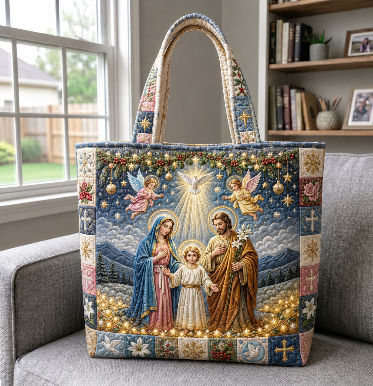 Christmas Holy Family Nativity Quilted Tote Bag GFTOHNL1376