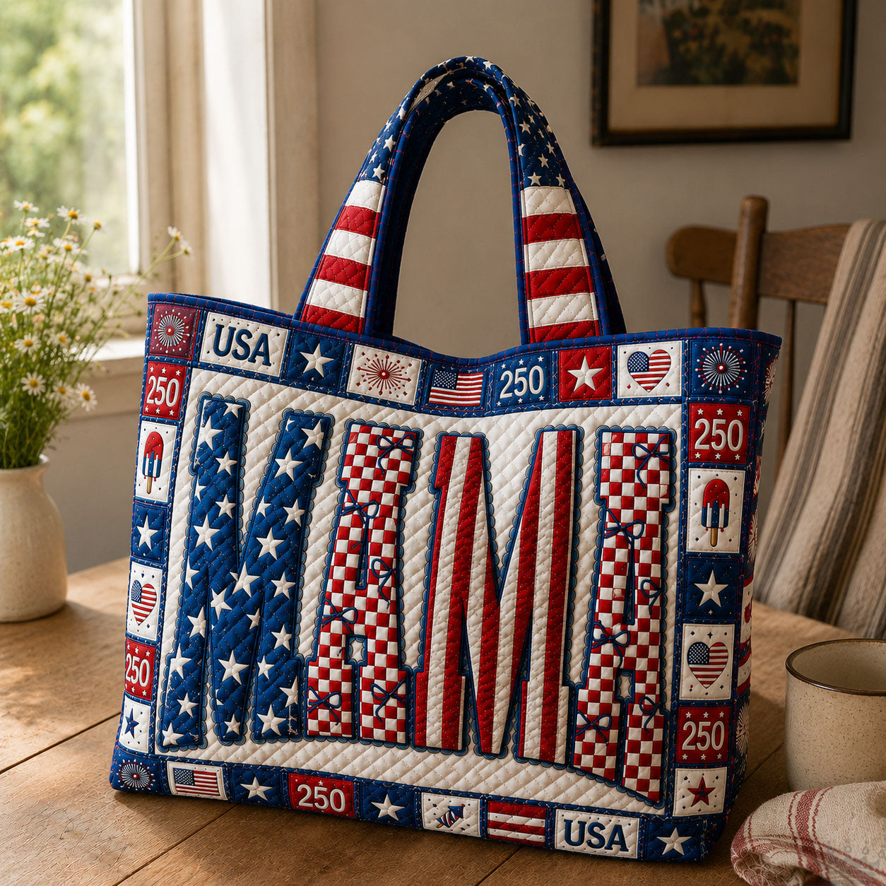 Mama Patriot Coquette Quilted Tote Bag GFTOHNL227