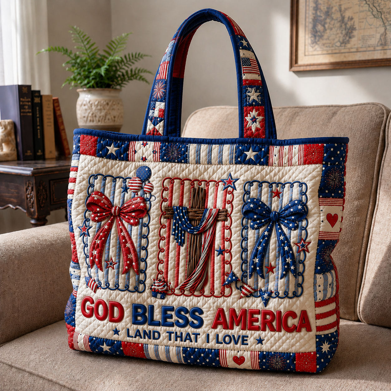 God Blessed America Quilted Tote Bag GFTOHNL230