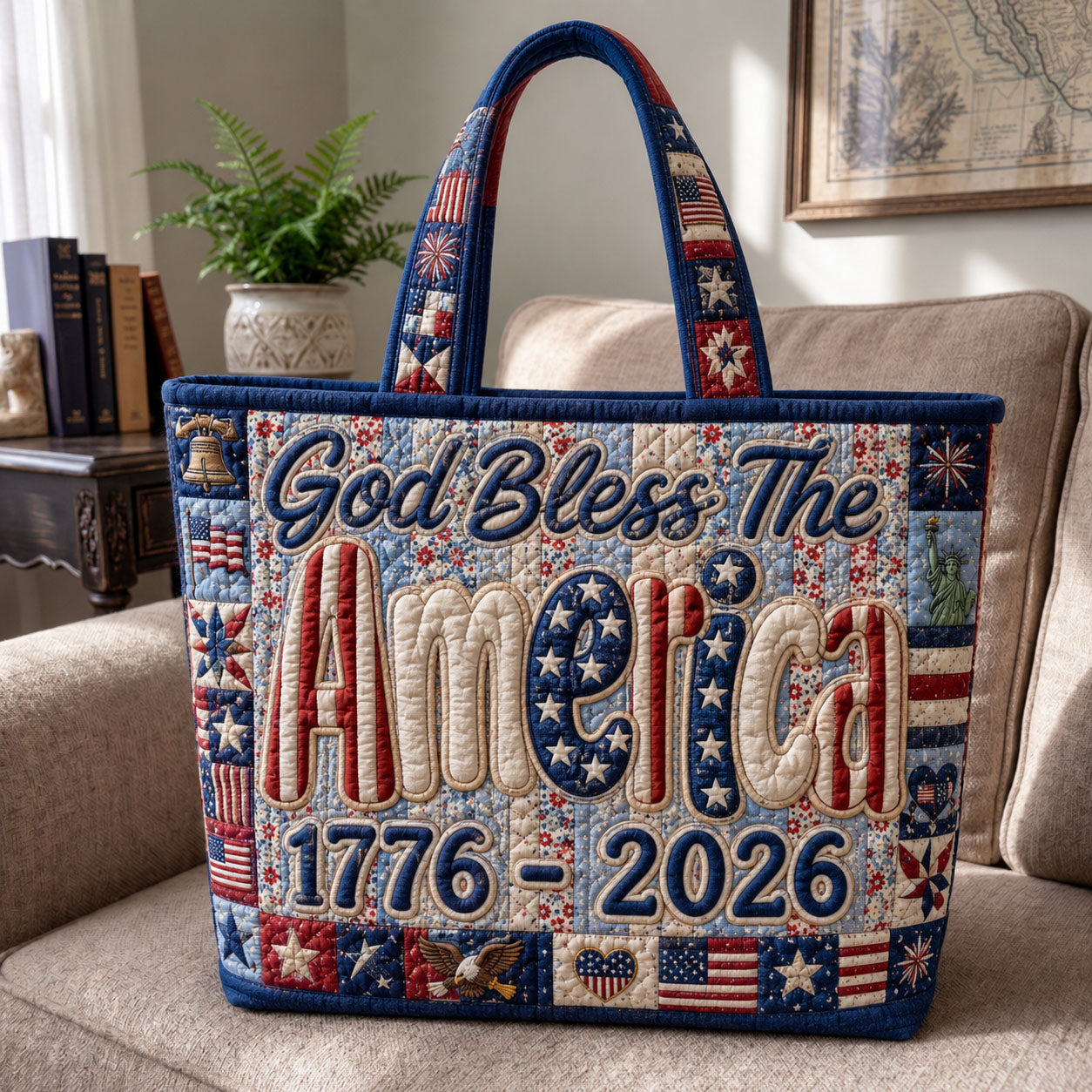 America Liberty Quilted Tote Bag GFTOHNL231