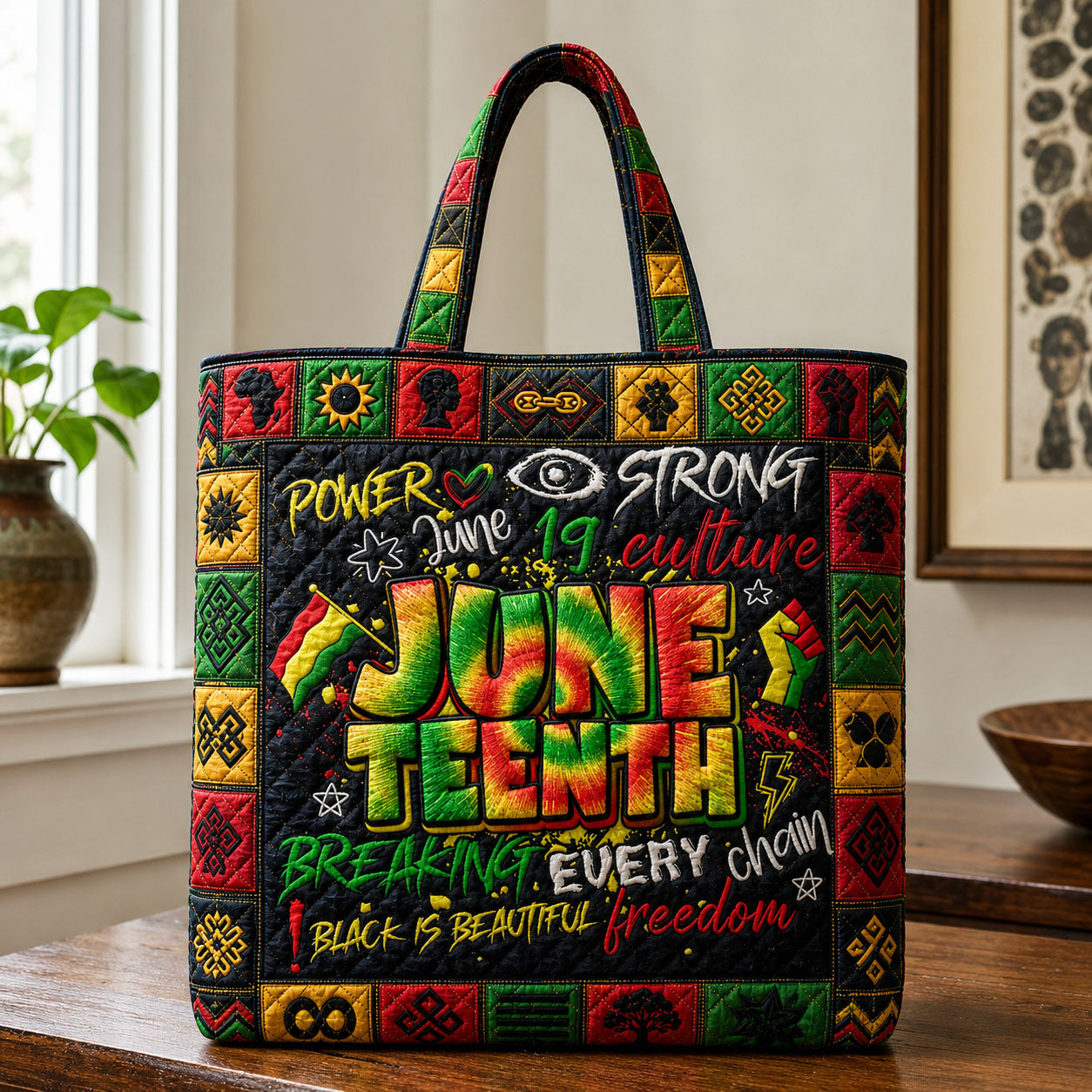 Juneteenth Freedom Quilted Tote Bag GFTOHNL237